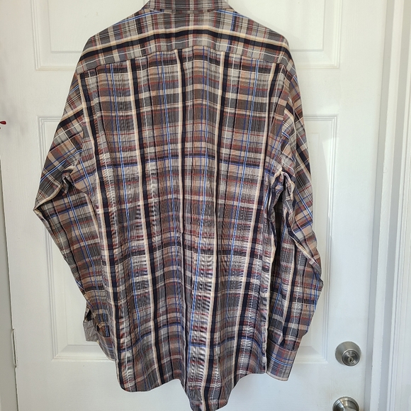 Thomas Dean Men's Long Sleeve Dress Shirt, Size: XL Color: Plaid Pattern - Picture 15 of 15